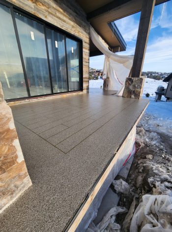 porch on house with grid pattern epoxy chips